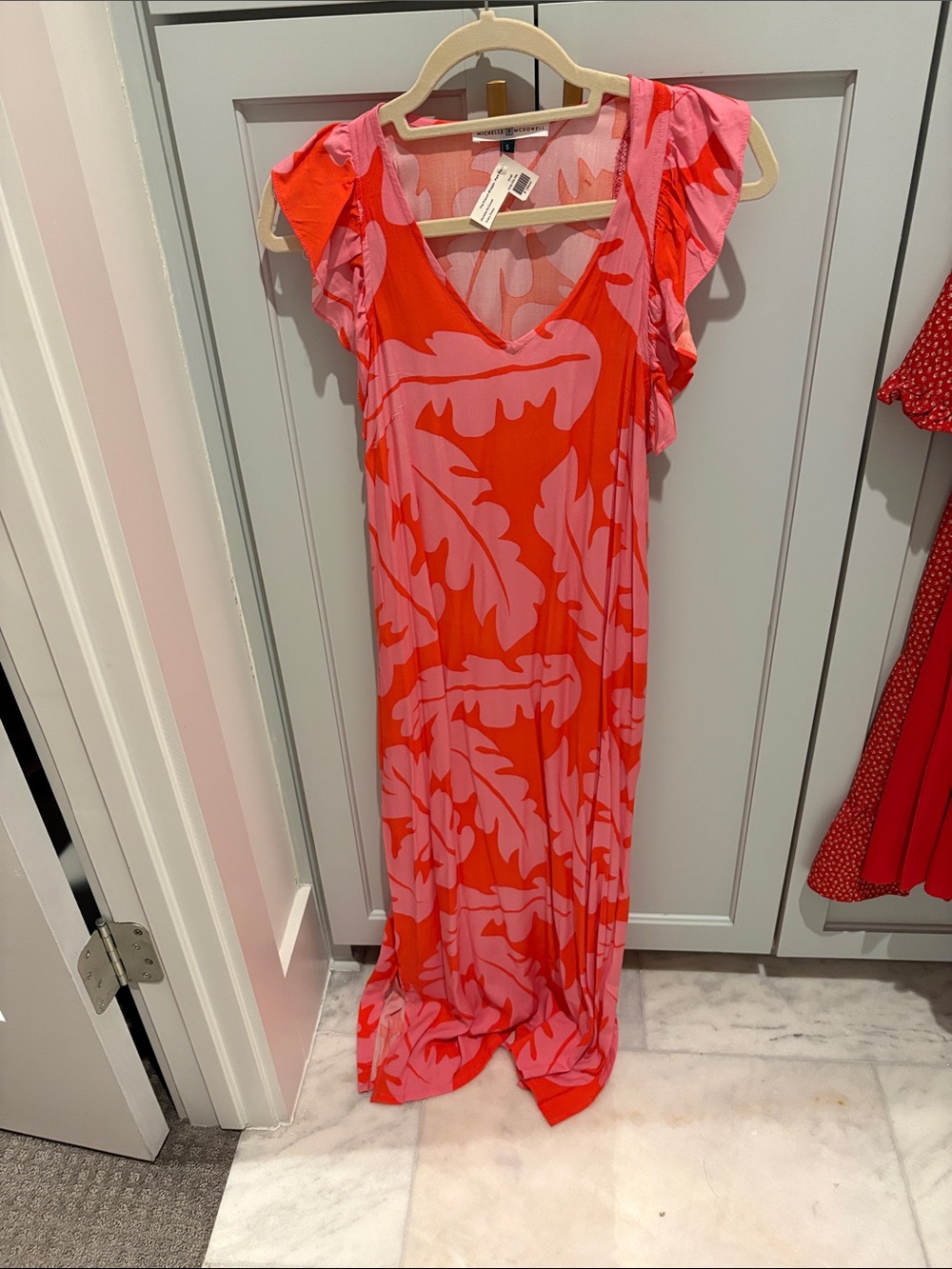 Vibrant Pink and Red Floral Maxi Dress